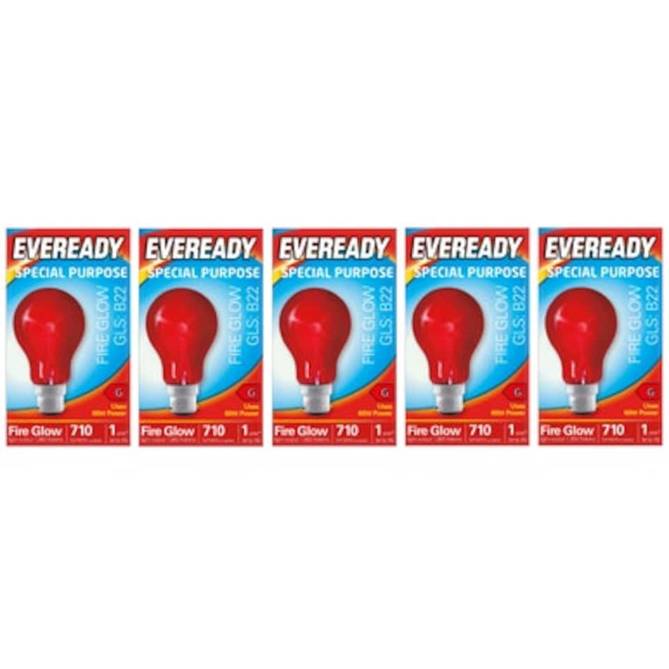 image 1 of Eveready B22 GLS 60W 1950k Fireglow Red Light Bulb - Pack of 5