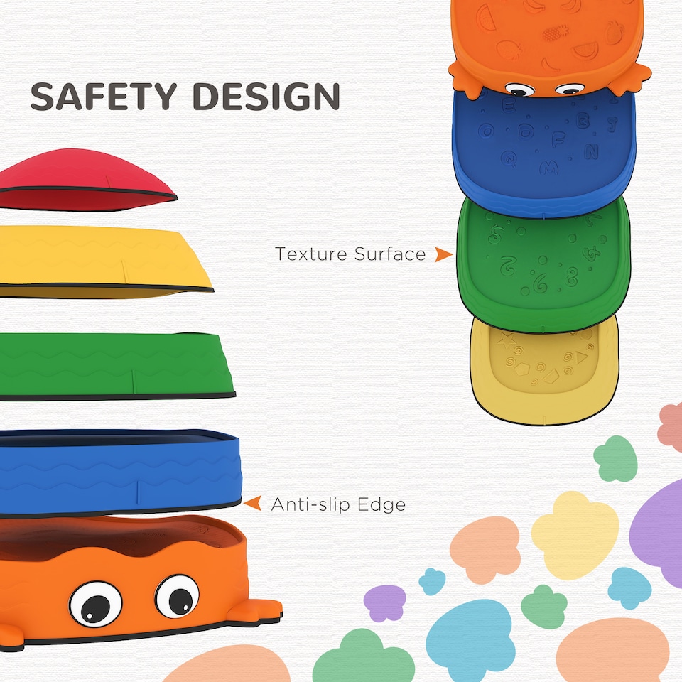 image 1 of AIYAPLAY 5PCS Kids Stepping Stones, Frog-Shaped Balance Stepping Stones | Multi | Red, yellow, green, blue, orange