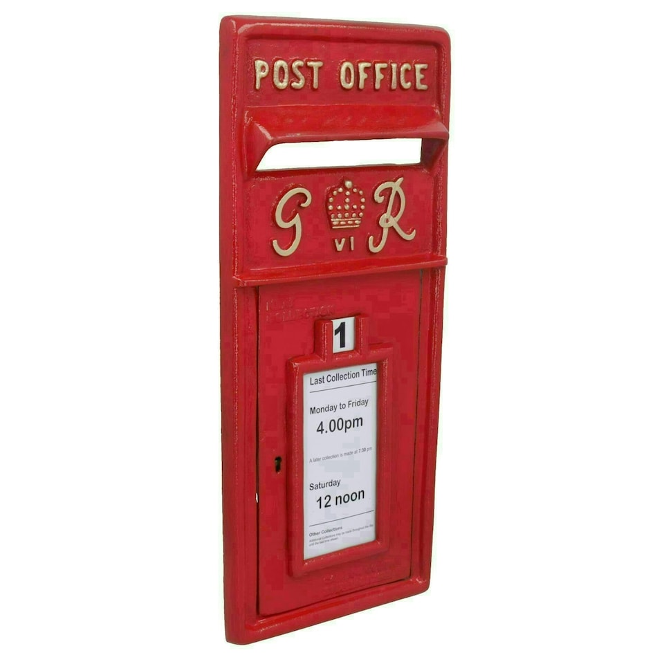 image 1 of GR Royal Mail Post Box Wall Mount Replica Red Post Office Lockable GB Front Red