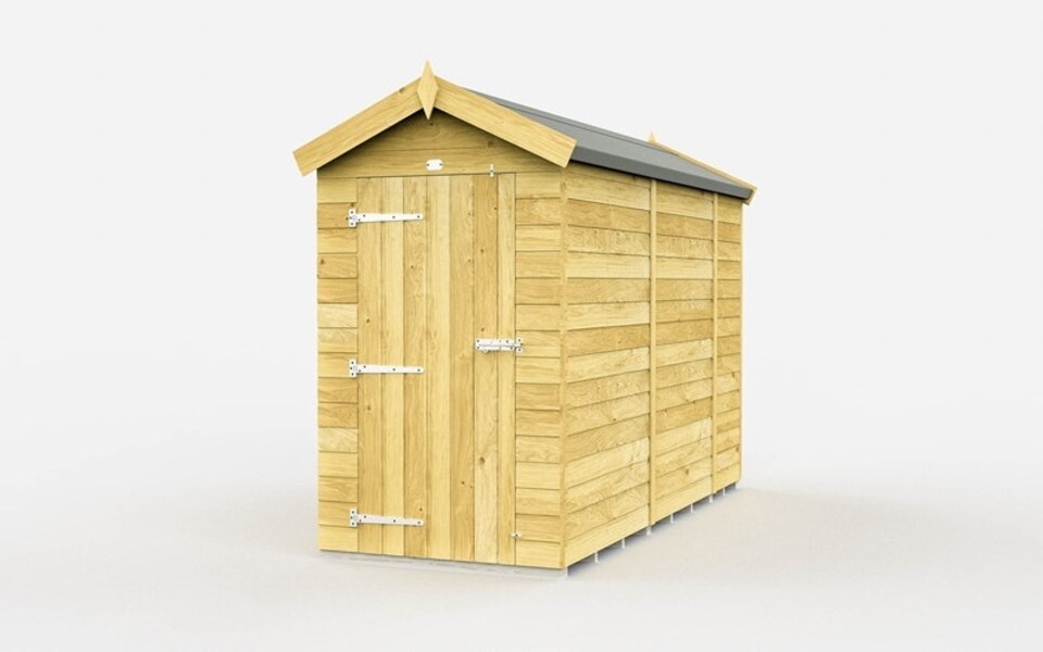 image 1 of 4 x 9 Feet Apex Shed - Single Door Without Windows - Wood - L272 x W118 x H217 cm | Brown