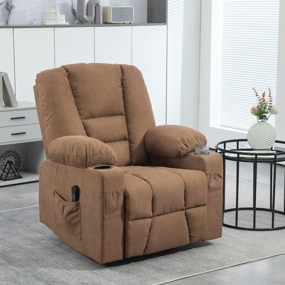 image 1 of HOMCOM Riser and Recliner Chair w/ Remote, Lift Chair for Elderly, Brown | Brown