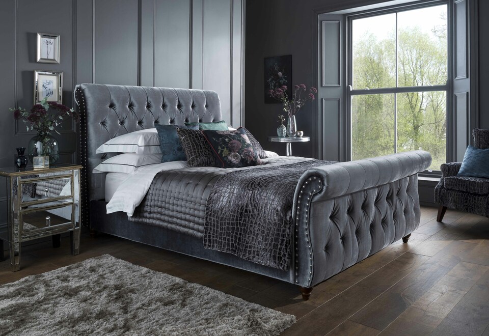 image 1 of Montana 4ft 6 Double Grey Fabric Bed Frame | Grey | Double