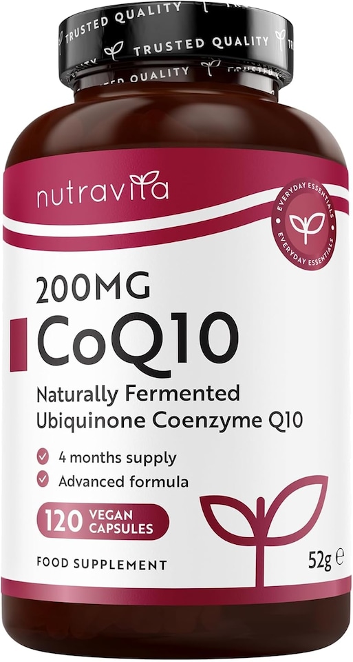 image 1 of Nutravita CoQ10 200mg - High Strength Co Enzyme Q10 - Pure and Naturally Fermented Ubiquinone Coenzyme - Made in The UK - 120 Vegan Capsules