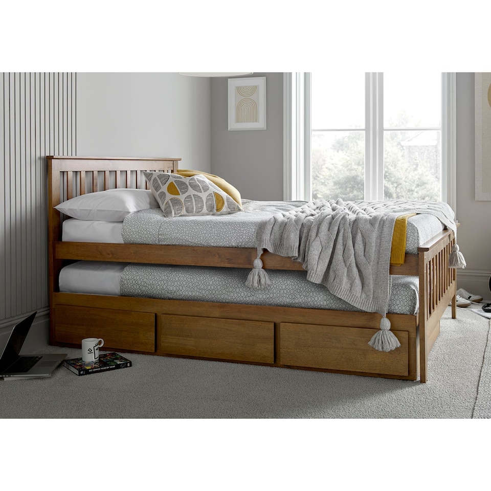 Oak Finish Double Bedframe  in Light Brown
