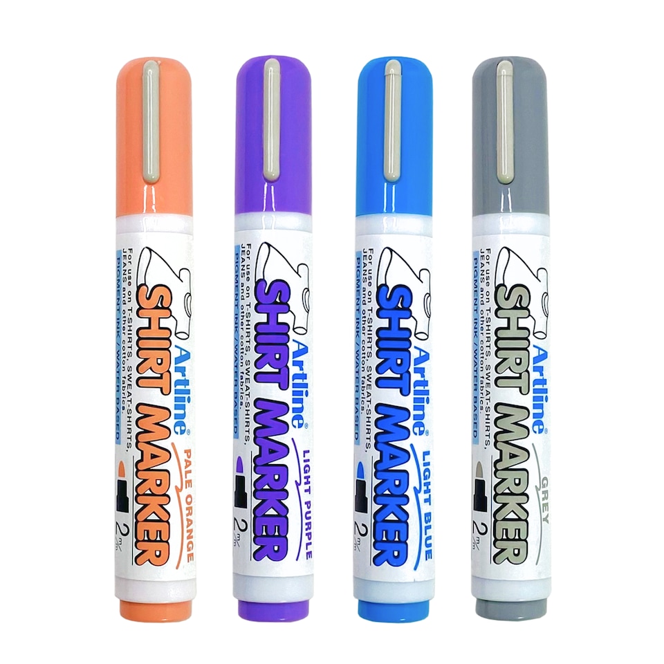 image 1 of Artline Pack of 4 Fabric Markers for T-Shirts - Pastel 4 Pack