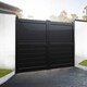 image 1 of Double Swing Gate 4000x1800mm Black - Horizontal Solid Infill and Flat Top Black