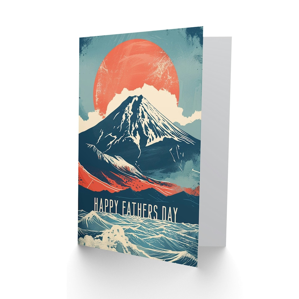 image 1 of Mount Fuji Japanese Sunset Sun Coast Fathers Day Dad Card