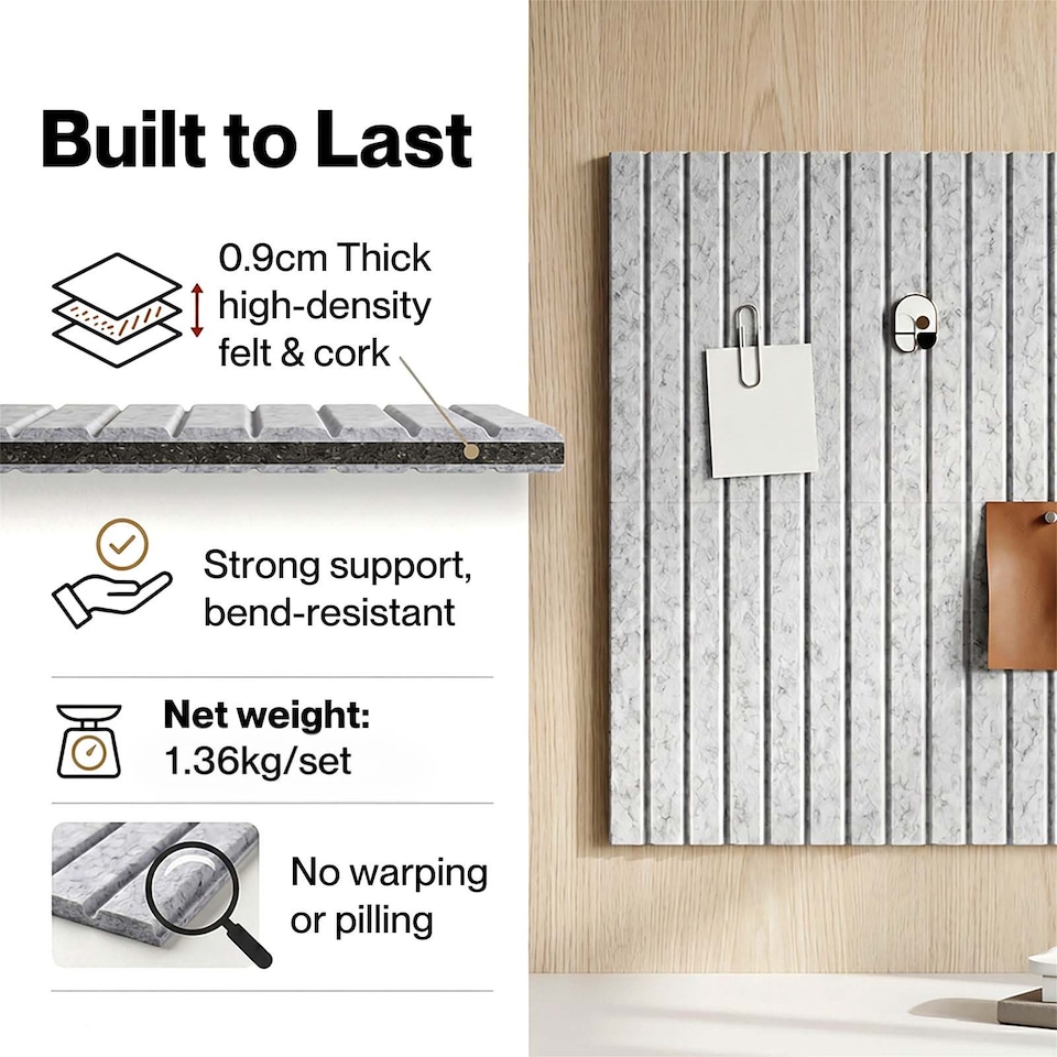 image 1 of Levede Felt Notice Board 12PCS Wall Tiles Pin Board Self Adhesive Grey 30x30cm