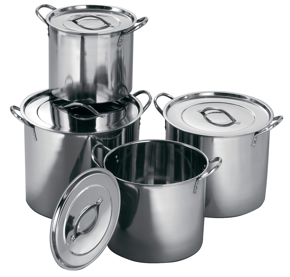 image 1 of Orsina 4 Pc Stainless Steel Stockpot Set, Stainless Steel Stock Pot With Twin Handles, Pots with Lid for Cooking