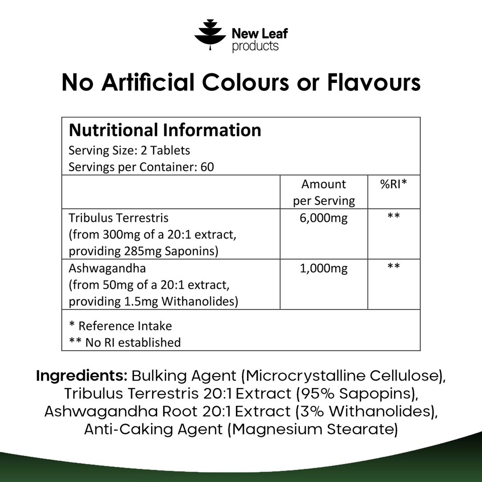 image 1 of Tribulus Terrestris 6000mg Tablets With Ashwagandha 120 Fill