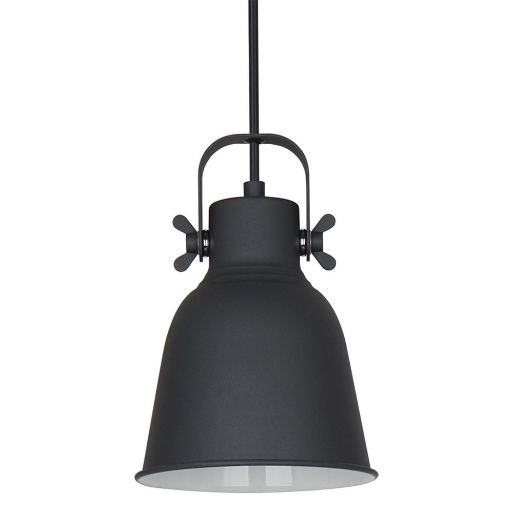 Scandinavian Hanging Pendant White, Black 1 Light with Black, White Shade, E27