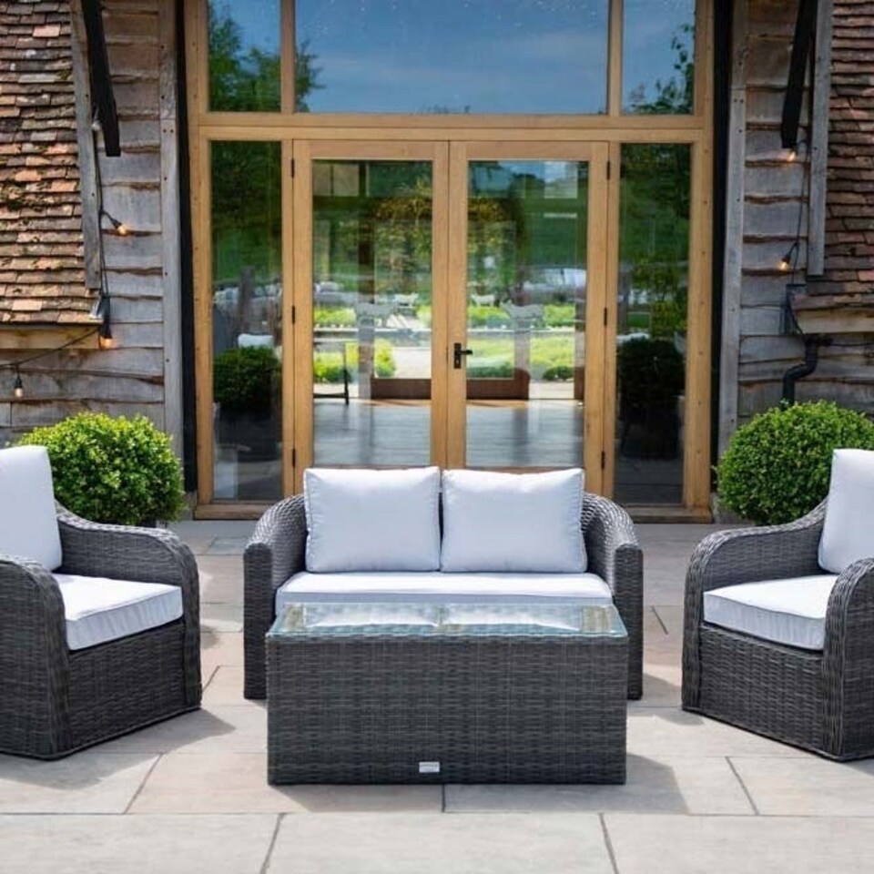 image 1 of Primrose Living Classic Rattan 4 Seater Sofa Set and Coffee Table in Stone