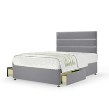 Silver Plush Velvet 2 Drawer Divan Base and Milan Headboard Single