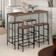 image 2 of Industrial Dining Table And 4 Stools Set Rustic Brown Brown