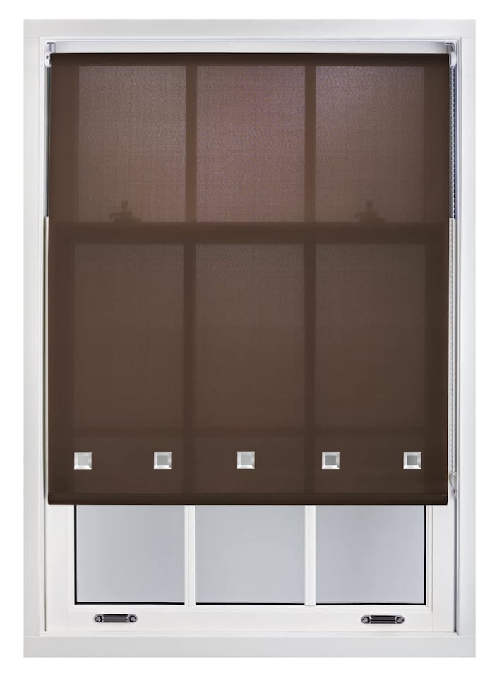 image 1 of FURNISHED Roller Blinds Daylight Square Eyelet Light Filtering Easy Fit Trimmable Window Shade | Brown | Mocha