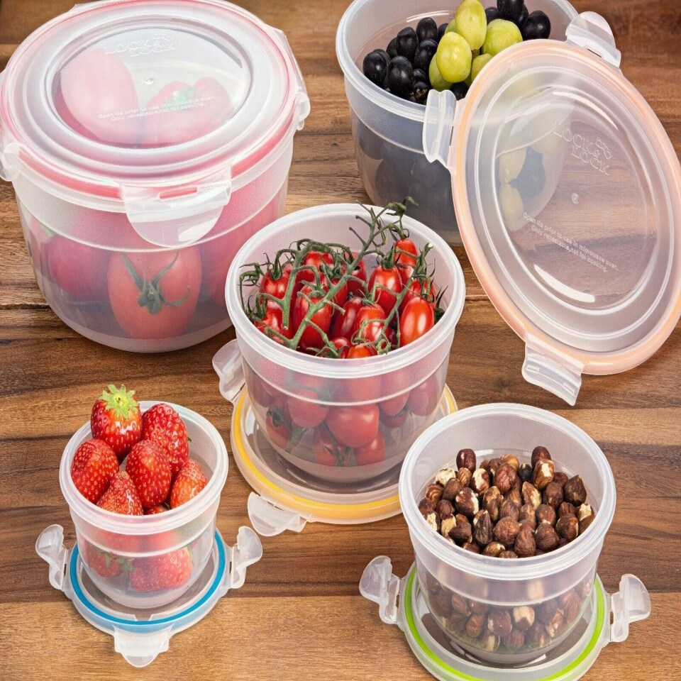 image 1 of LocknLock Nestable Food Containers with Lids Round Meal Prep Boxes - Pack of 5