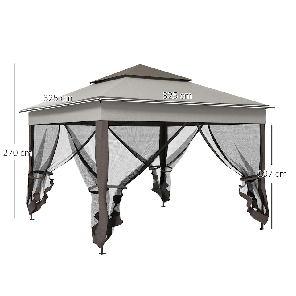 image 1 of Outsunny Garden Folding Tent Heavy Duty Pop Up Gazebo for Party Dark Grey