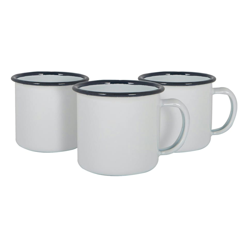 image 1 of Argon Tableware White Enamel Espresso Cups - 130ml - Navy - Pack of 6 Blue