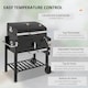 image 4 of Outsunny Charcoal Grill BBQ Trolley Wheels Shelf Side Thermometer Steel Black