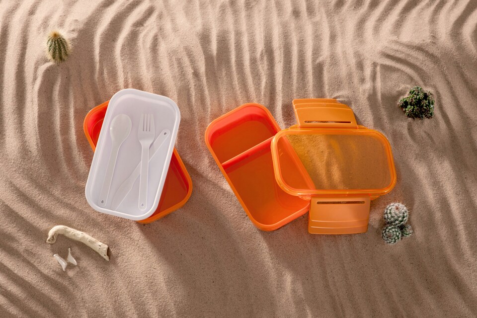 image 1 of Interiors by Premier Organized Orange Lunch Box, Leak Proof Tiffin Box, Comfortable Packed Lunch Box, Portable Lunch Container