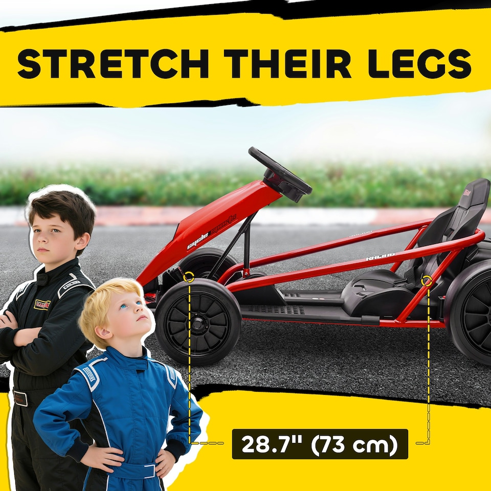 image 1 of HOMCOM 24V Electric Go Kart for Kids with Music, Horn Honking, Slow Start