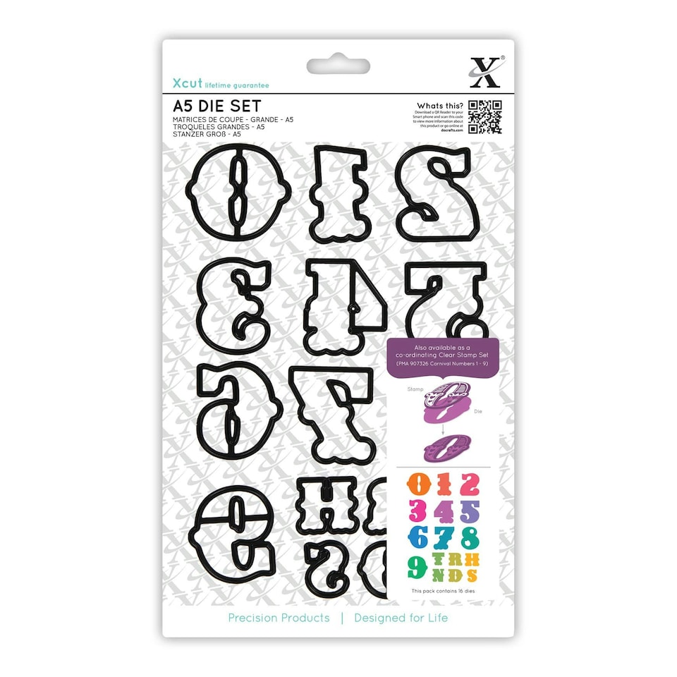 image 1 of Xcut Dies Set (16pcs) - Carnival Numbers, Silver, A5