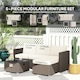 image 3 of Outsunny 4 Seater Rattan Sofa Set with Footstool Thick Cushions Brown Cream