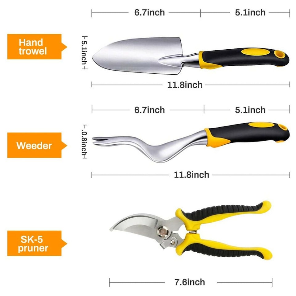 image 1 of 11 Piece Heavy Duty Garden Tool Set & Kit with Storage Bag
