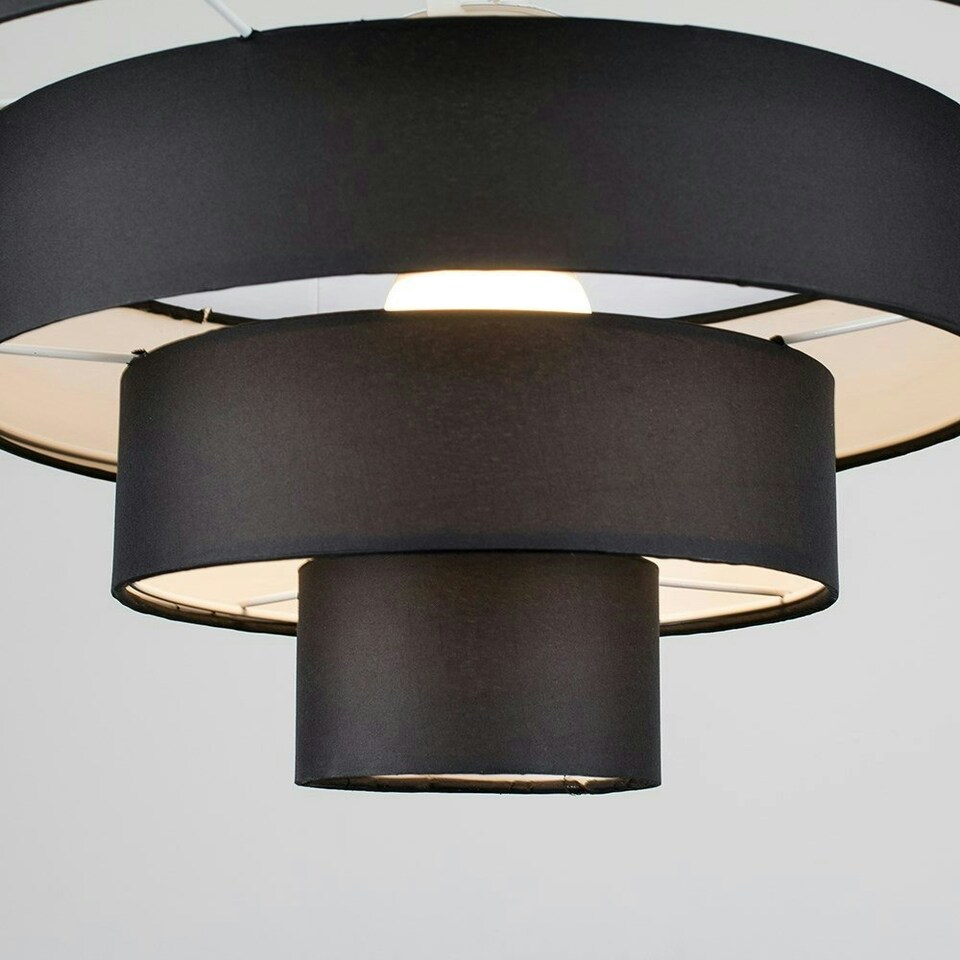 image 1 of ValueLights Modern 4 Tier Black Fabric Ceiling Pendant Light Shade