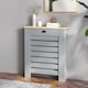 image 2 of HOMCOM Radiator Cover with Drawer, Horizontal Slatted Grill, Grey Painted MDF Wood Cabinet Shelf Heating Cover for Living Room Bedroom Hallway, Small