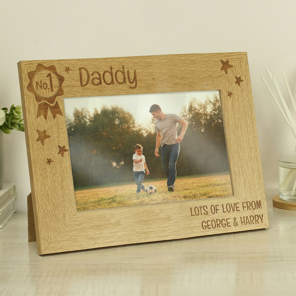 image 1 of Personalised No.1 6x4 Landscape Wooden Photo Frame Brown | One Size