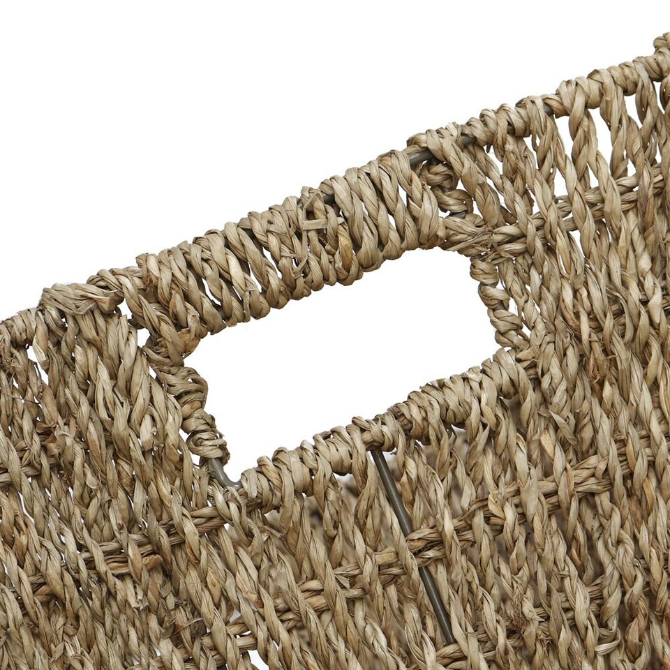 image 1 of JVL Large Hand Woven Seagrass Rectangular Storage Basket, Capacity:14L, Set of 6 Brown