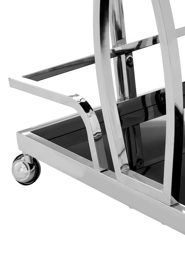 image 1 of Orsina  Durable 2 Tier Silver Wavy Design Trolley, Elegant Drinks Trolley, Steel Constructed Island Trolley