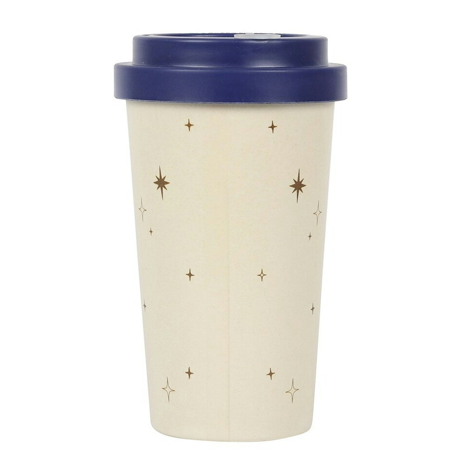 image 1 of Something Different Fortune Teller Bamboo Travel Mug - Off White/Navy - One Size
