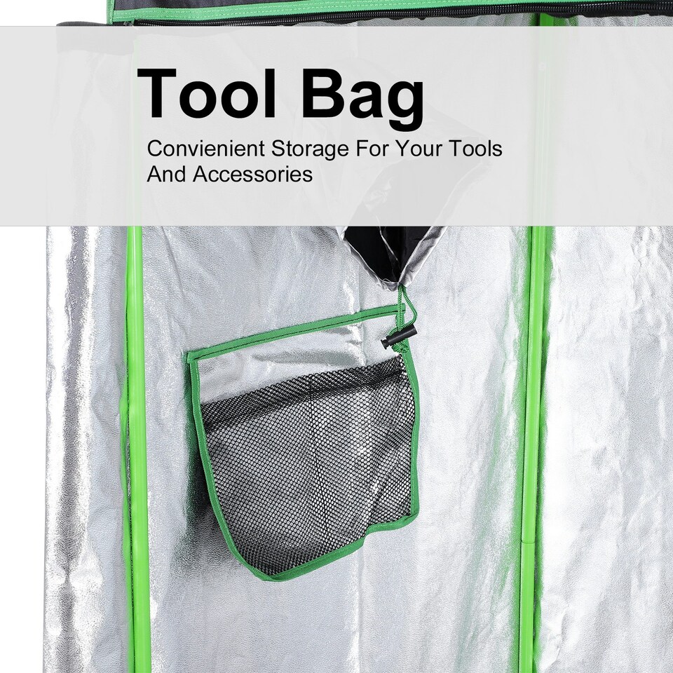 image 1 of Outsunny Mylar Hydroponic Grow Tent w/ Floor Tray for Indoor Plant 80x80x160cm