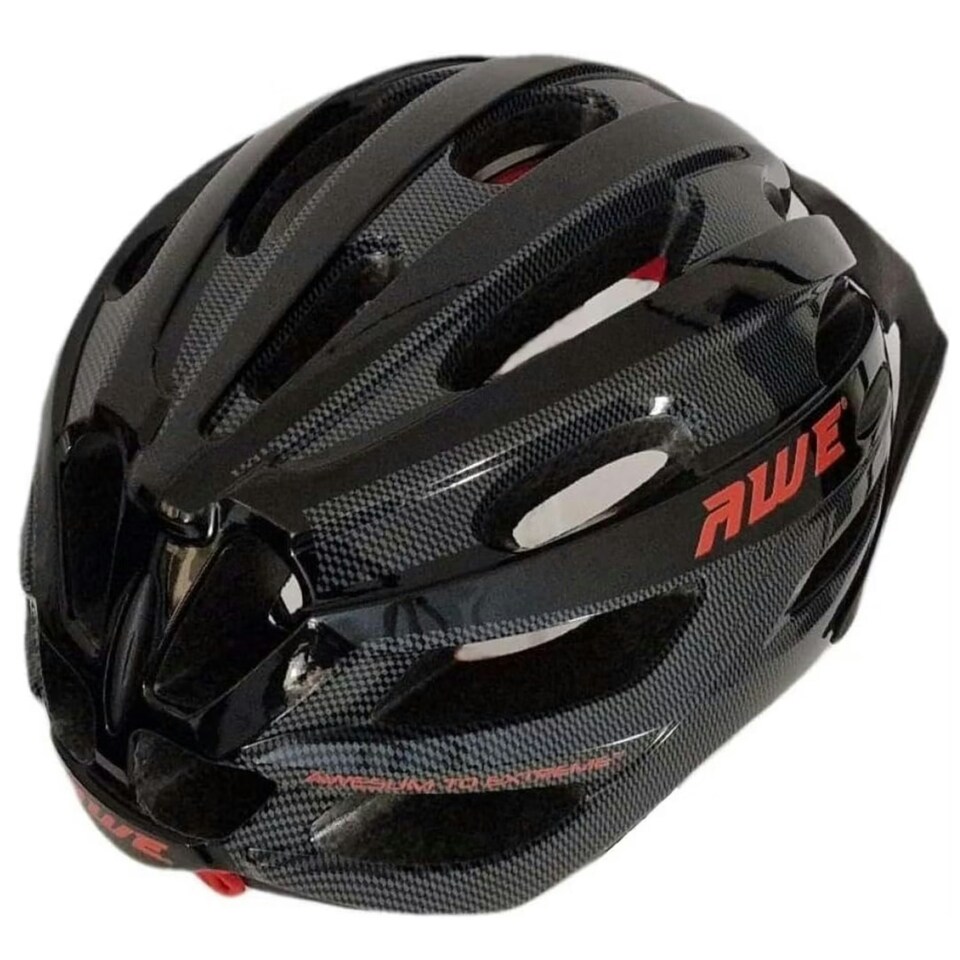 image 1 of AWE AweAir In Mould Adult Bike Helmet Medium 55-58cm Black/Carbon/Red Crash Guarantee* Black | M