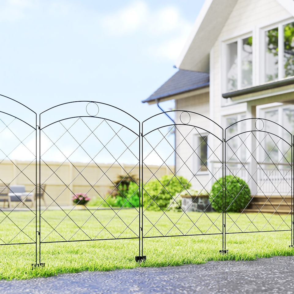 image 1 of Outsunny 4PCs Decorative Garden Fencing 43in x 11.4ft Steel Border Edging