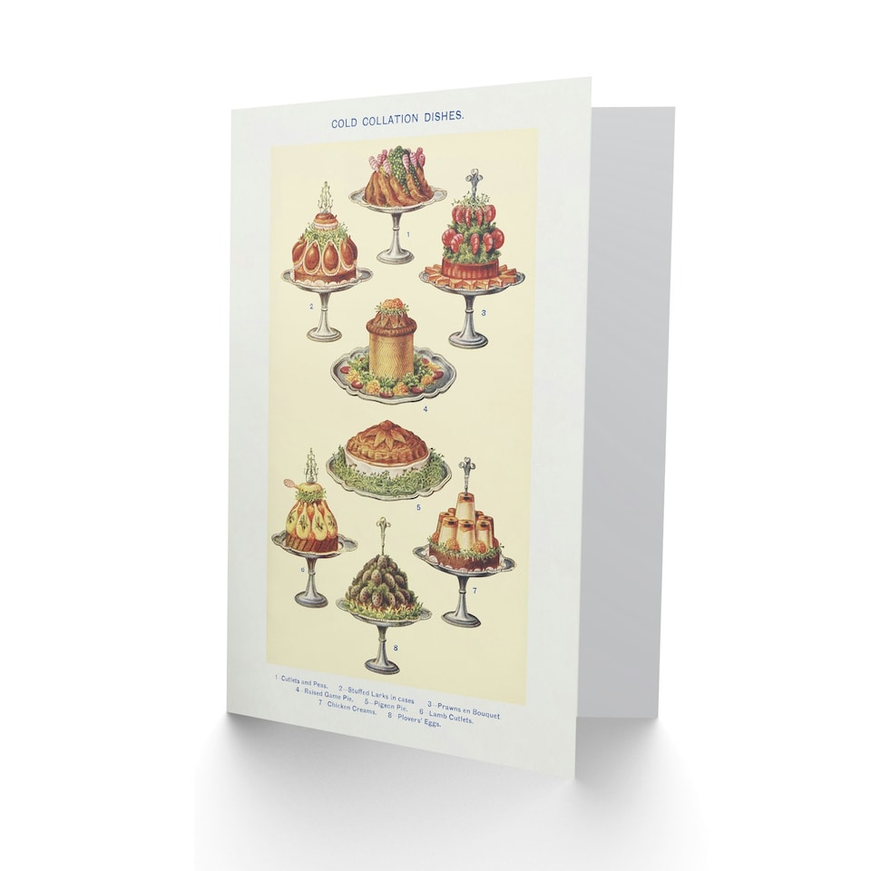 image 1 of Mrs Beeton Household Management Art Card Cold Collation Dishes