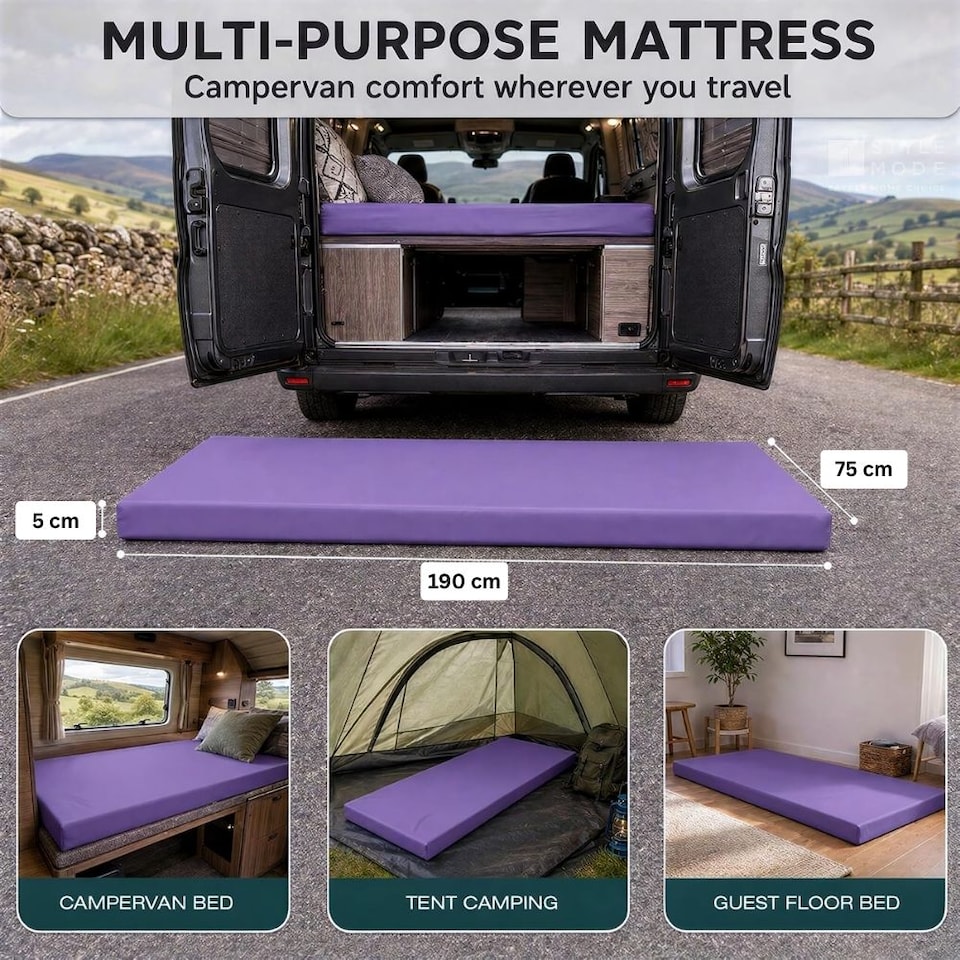image 1 of Roll-Up Camping Mattress|Campervan Mattress Topper (190 × 75cm)