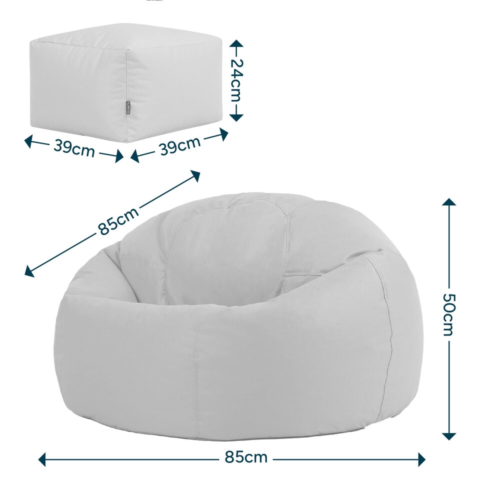 image 1 of icon Kingston Adult Classic Indoor Outdoor Bean Bag & Square Footstool Pouffe Pink
