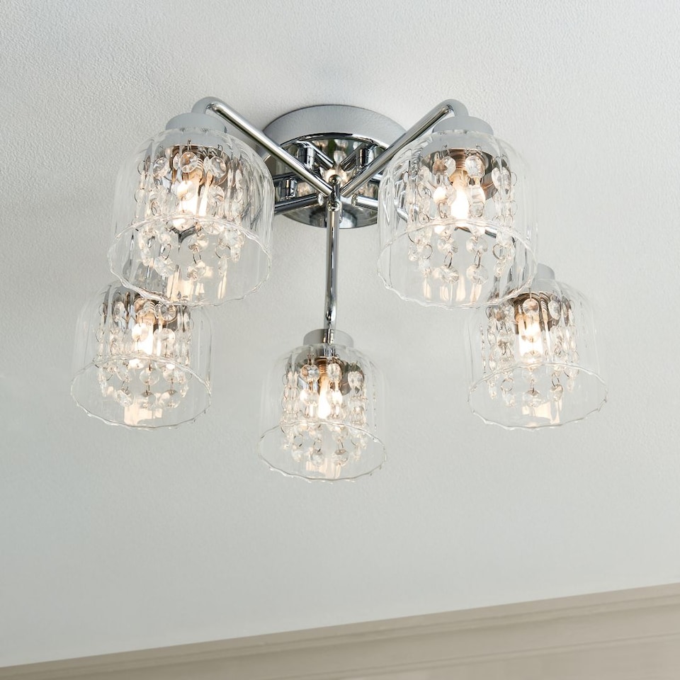 image 1 of Yarrow 5 Light Polished Chrome Semi Flush Ceiling Light