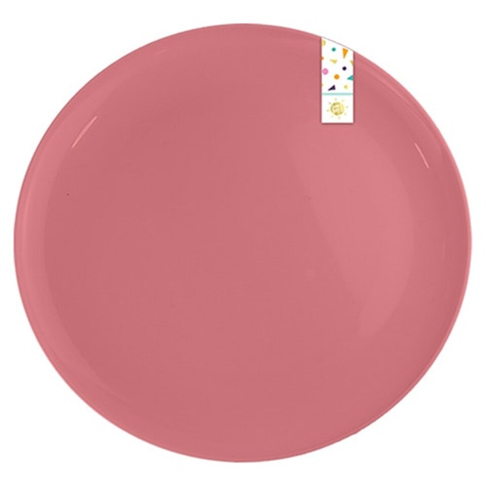 Coral Pink Round Reusable Plastic Plates 25cm - Pack of 2