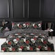 image 1 of Skulls & Roses Microfibre Duvet Set with Pillowcase | Multi | King | 1