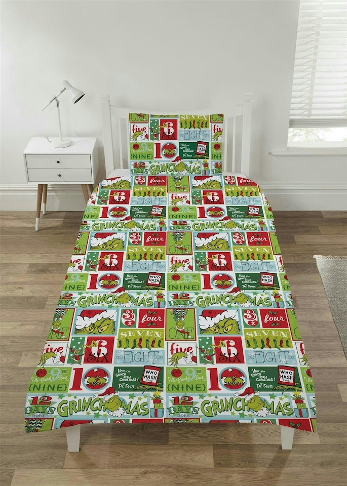 image 1 of The Grinch 12 Days of Christmas Duvet Cover Set - Single
