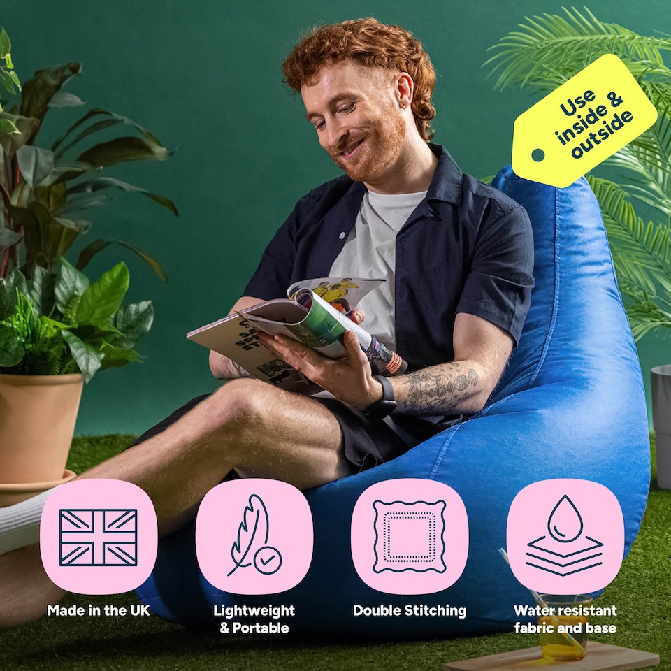 image 1 of icon Dalton High Back Adult Gaming Indoor Outdoor Bean Bag Chair, Blue