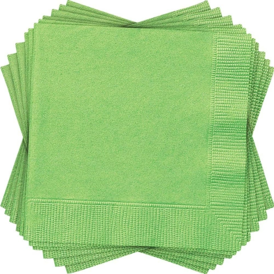 image 1 of Pack of 20 Lime Green Solid Beverage Napkins