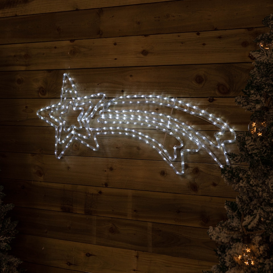 image 1 of 118cm x 46cm Light up Hanging Christmas Star Rope Light with White LEDs