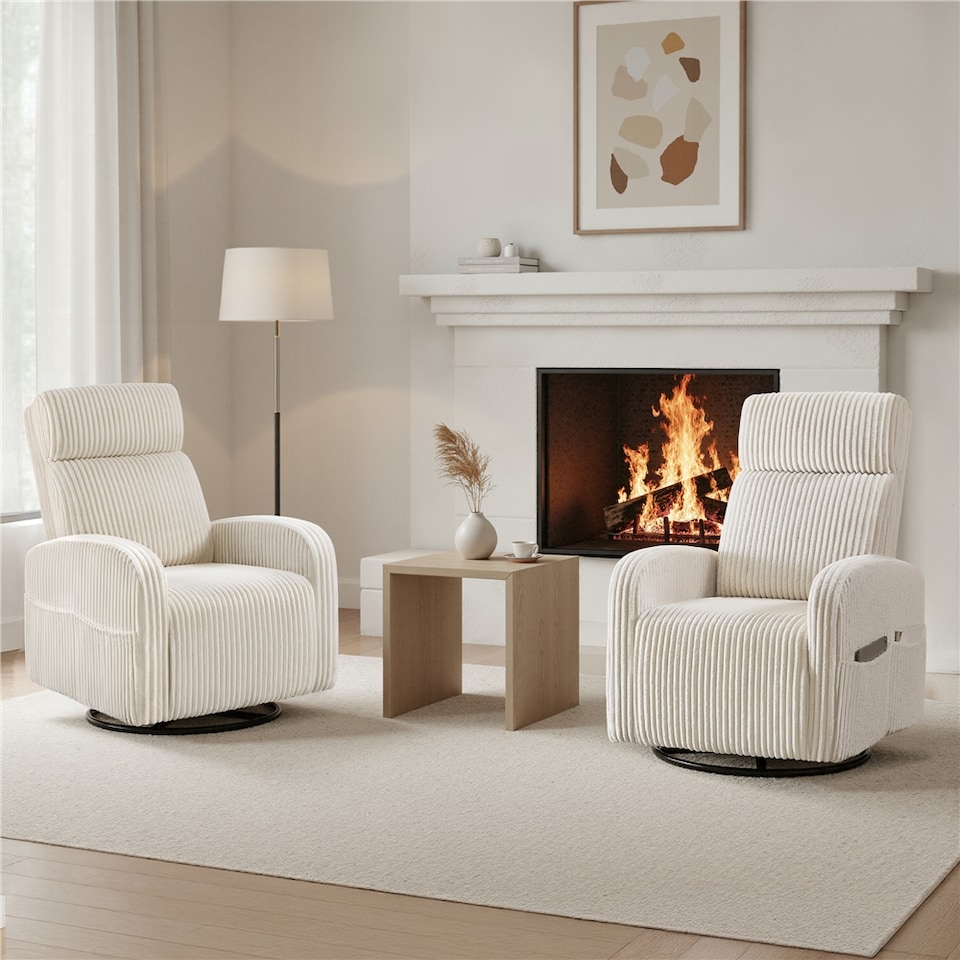 image 1 of Yaheetech Corduroy Swivel Nursery Gliding Rocker Chair-Beige | Cream | Beige | One Size | 1