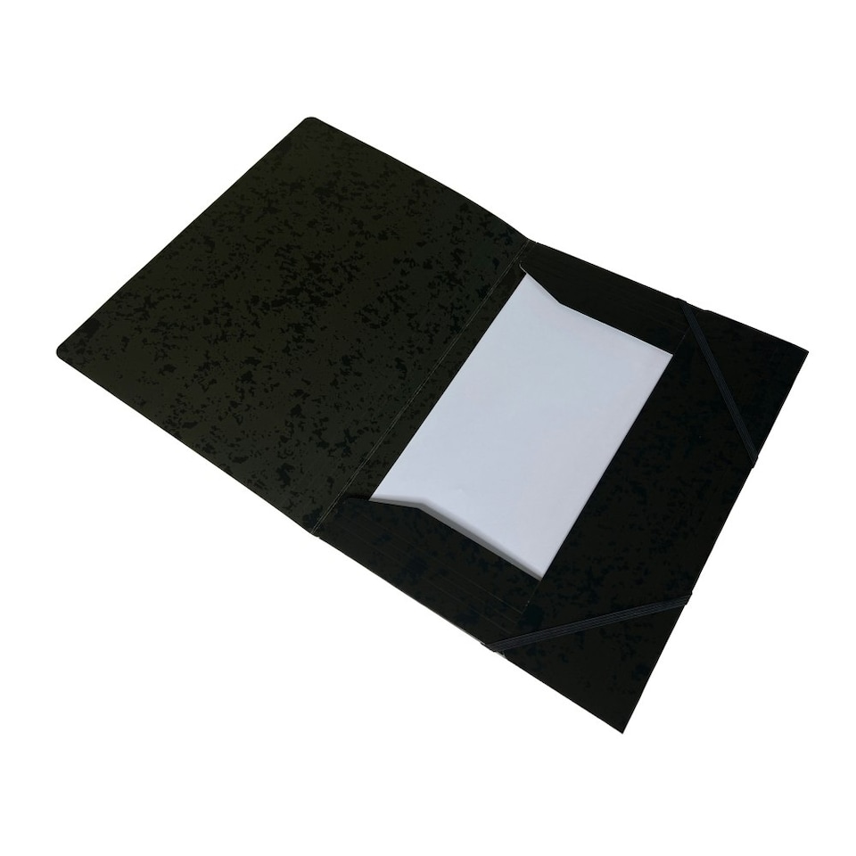 image 1 of A4 Black Card 3 Flap Folder With Elastic Closure