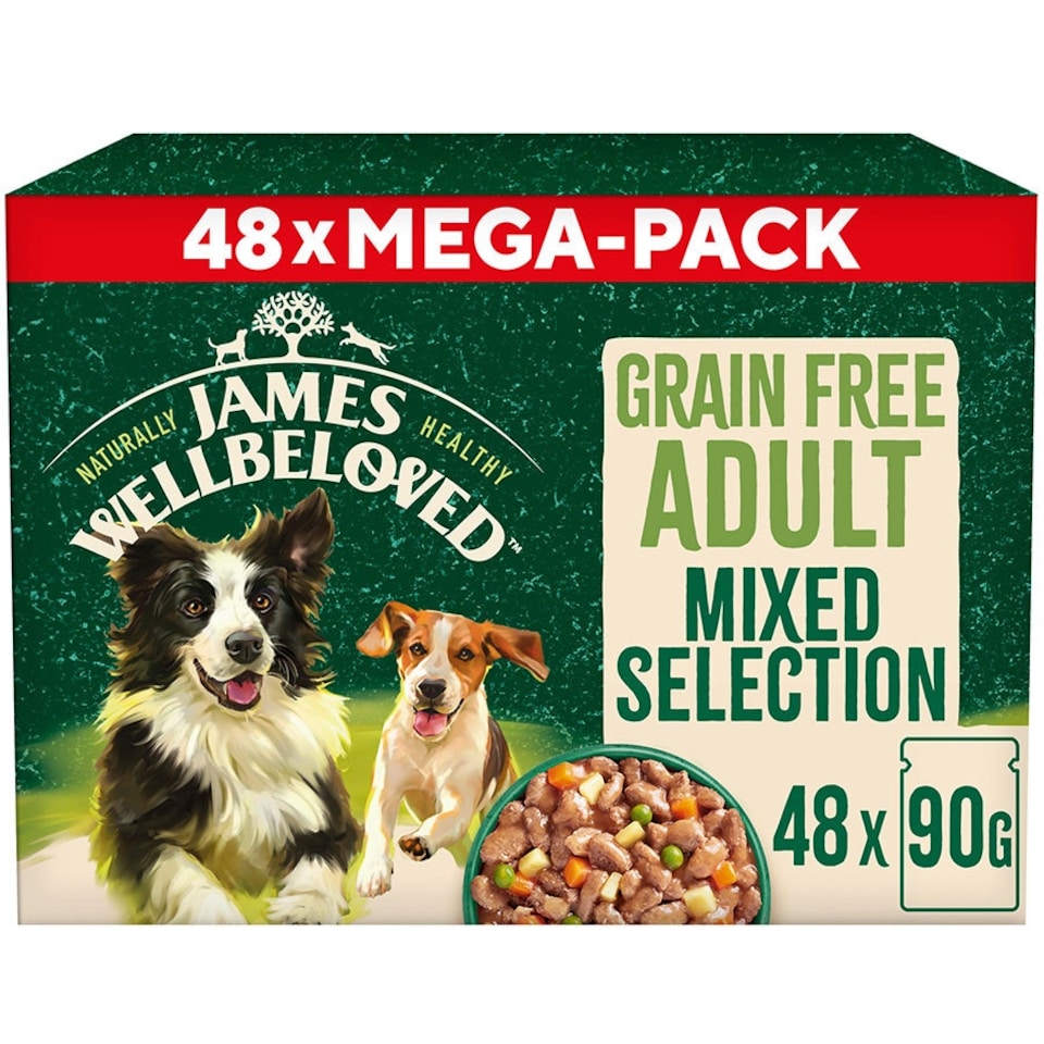 image 1 of James Wellbeloved Grain Free Adult Wet Dog Food Variety Pack Pouch 48 x 90g
